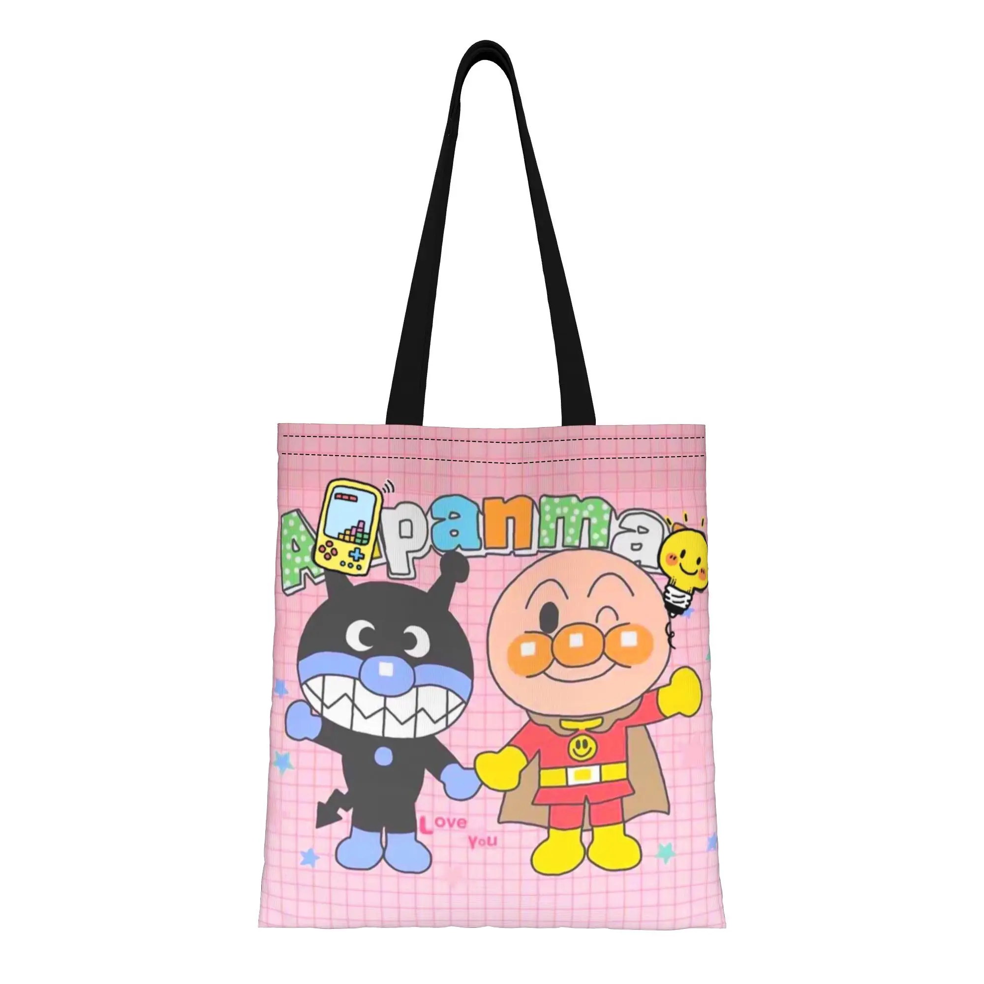 

Back to school season Round Cartoon Characters (11) Anpanman Canvas Tote Bag Perfect for Shopping Women's Top-Handle Bags
