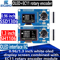 1~4PCS EGBO 0.96/1.3 inch white oled display screen combined with EC11 rotary encoder module IIC interface for arduino