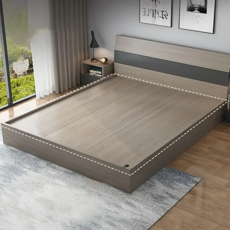 

Apartment Minimalist Bed Luxury American Style Relax Design Bed King Size Bed Frame with Foot Board Home Furniture