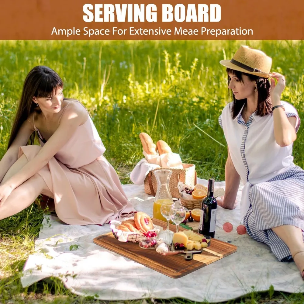 Roshtia 6 قطع لوح تقطيع خشب السنط 14 × 10 لوح تقطيع خشبي للمطبخ صينية تقديم Charcuterie قابلة للعكس جزار Blo