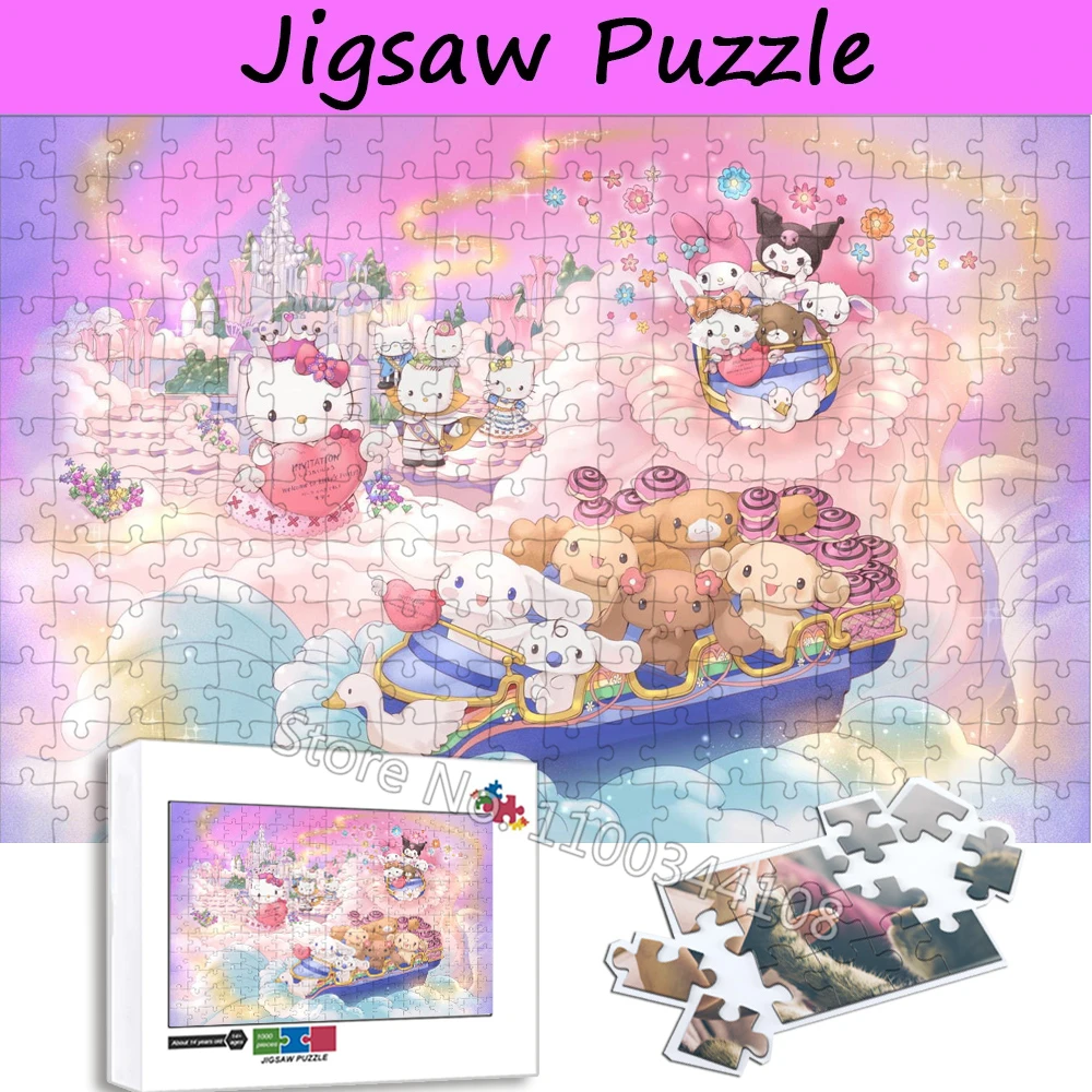 Sanrio Characters Puzzles Cinnamoroll Hello Kitty 35/300/500/1000 Pieces Cartoon Jigsaw Puzzles for Children's Educational Toys