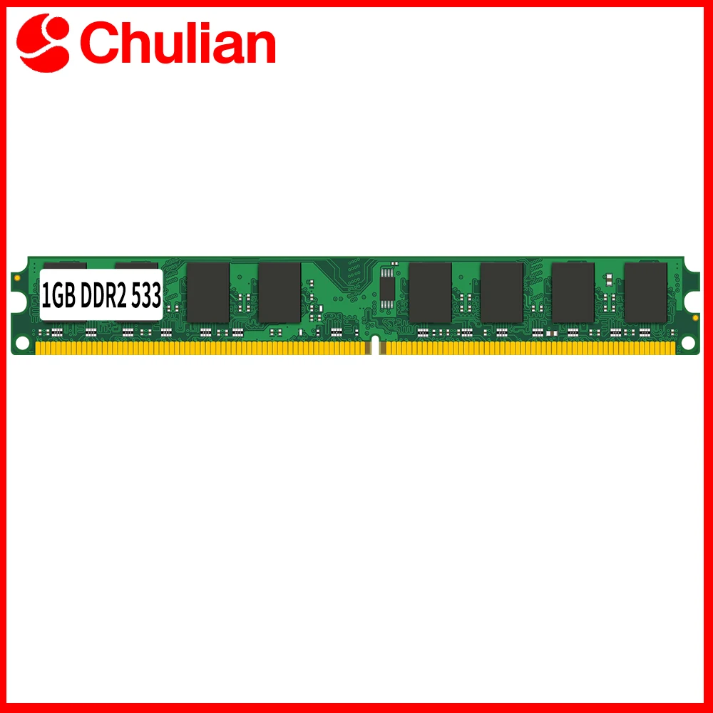 Módulo de Memória para Computador Desktop, Memória RAM PC4200 DDR2 533MHz 1.8V 240PIN 1GB DIMM, Memória Compatível para Desktop Não-ECC