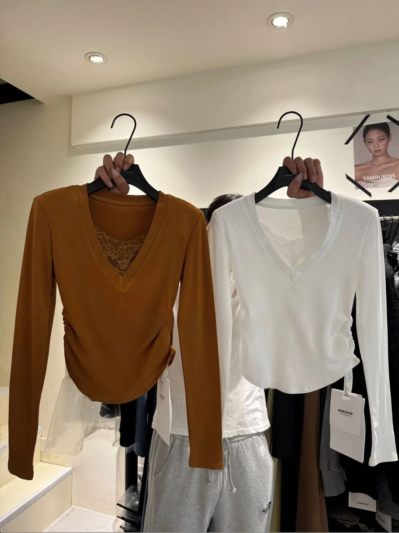 

Корейский кружевной топ Slim Fit ort Svel, женский топ V-Ne Long Sve, удобный зимний зимний топ из смеси хлопка