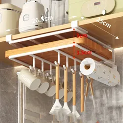 Kitchen Cabinet Under Shelf Chopping Board Pot Cover Holder Metal Cupboard Mug Cup Hanger Row Hooks Towel Roll Paper Rack Holder