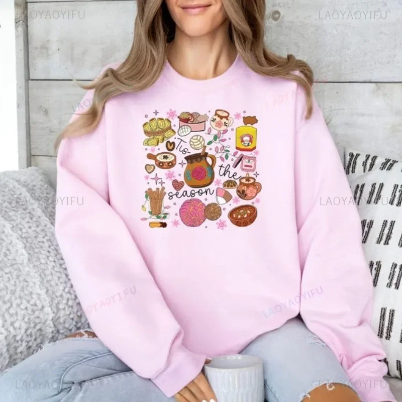 Mexican Christmas Hoodie Party Foods Pullover Christmas Snacks Sweatshirt Xmas Party Jumper Horse Year Xmas Hoodie Sports Wear