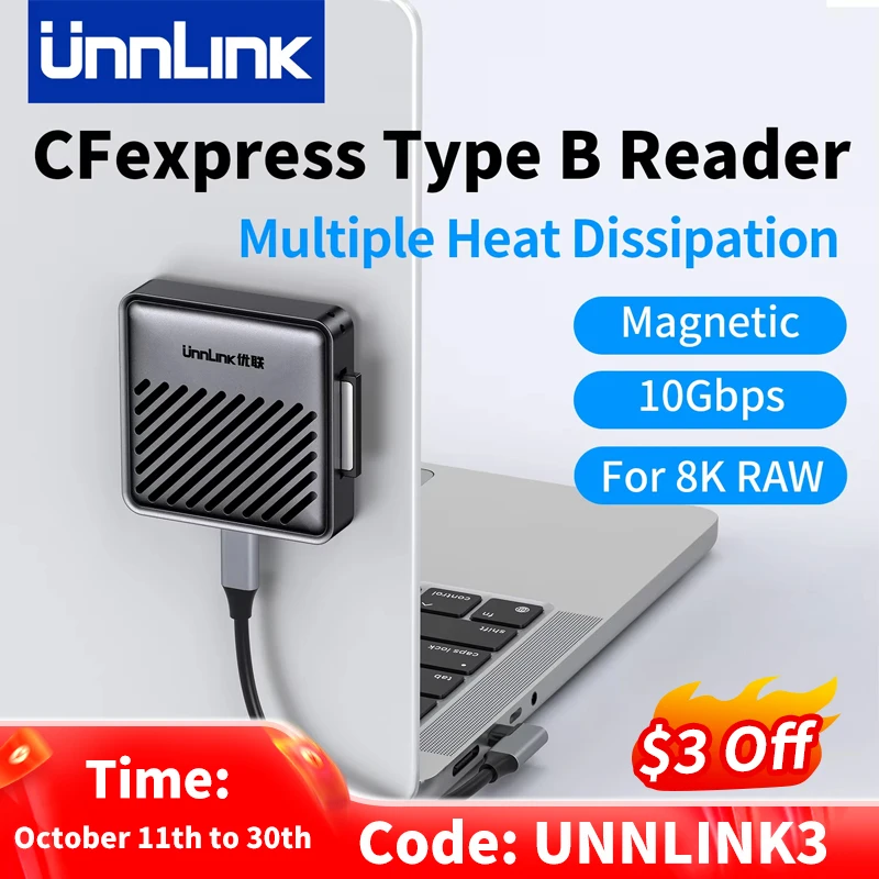 

Unnlink CFexpress Type B Card Reader with USB 3.2 (Gen 2) 10Gbps, Magnetic USB C Dock with 4K60Hz HDMI, 65W PD 3.0