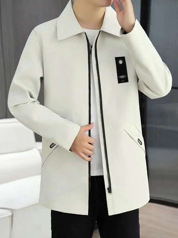 

Весенне-осенняя новая мужская повседневная свободная куртка большого размера средней длины, универсальная верхняя одежда для мужчин среднего и старшего возраста