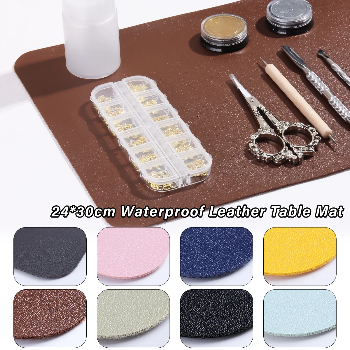 24*30cm Waterproof Leather Nail Art Table Mat Non-Slip Manicure Pad Washable Work Mat for Nail Salon DIY Nail Art Hand Rest Pad