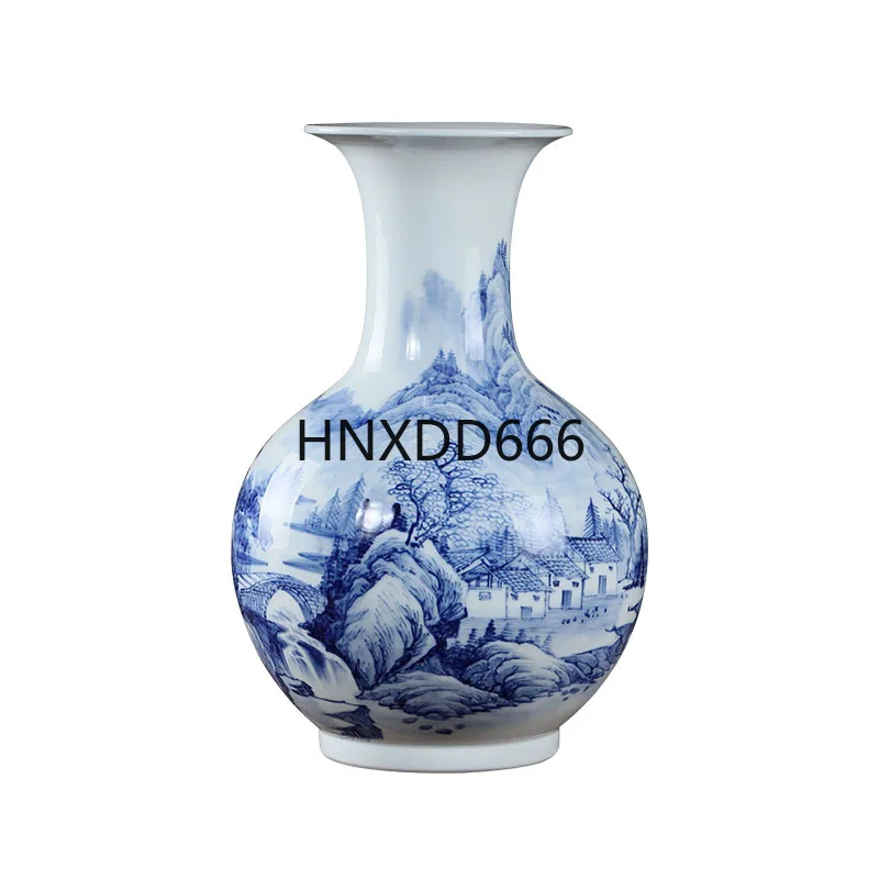 

Antique Chinese home ceramics blue and white landscape hand-painted vase