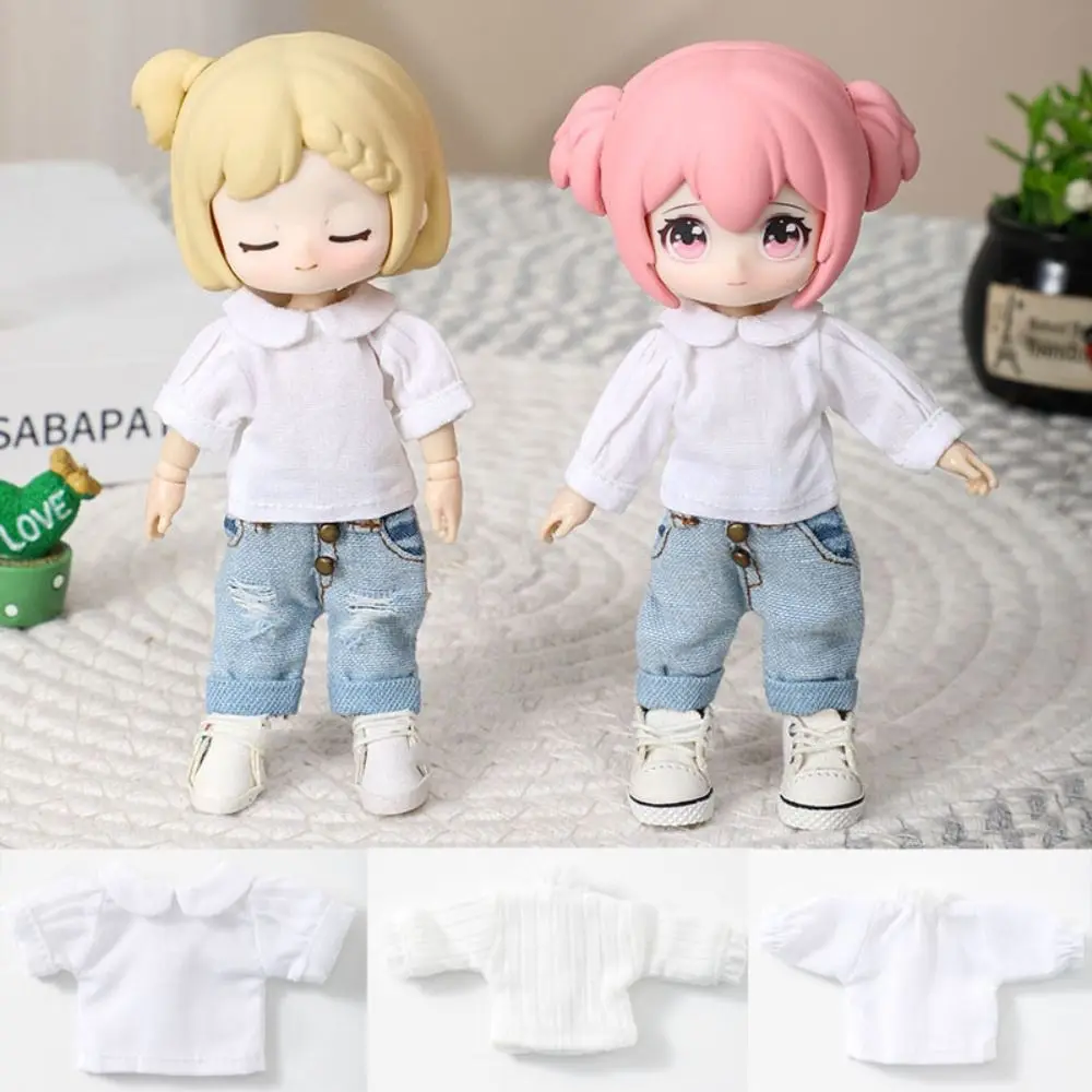 High Quality Fashion Doll Shirt Leggings 8 Styles White Doll T-shirt Tops Gift Toys 1/11 ob11 Dolls/1/12 Bjd Dolls