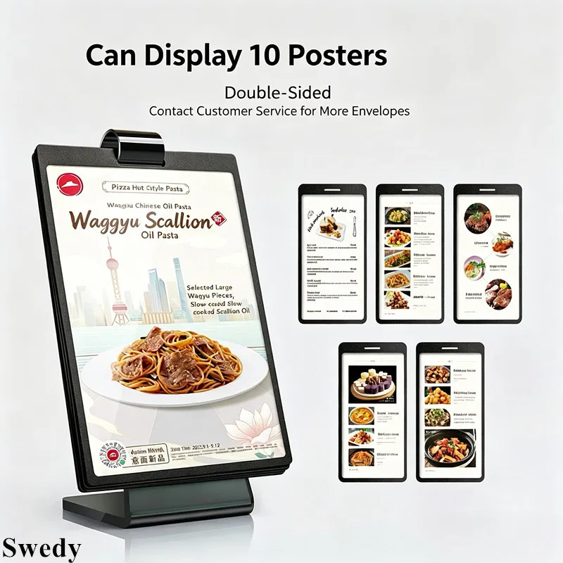 2 Pieces 100x200MM Flip Over Acrylic Menu Holders Perspex Poster Leaflet Sign Display Stand Table Price Listing Holder Frame