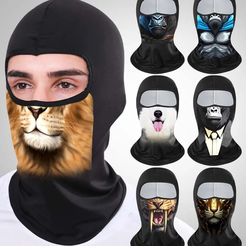 

Summer Outdoor Sports Bike Riding Mask Breathable Sports Headwear Digital Printing Lion Leopard Prank Sun Protection Head Cover