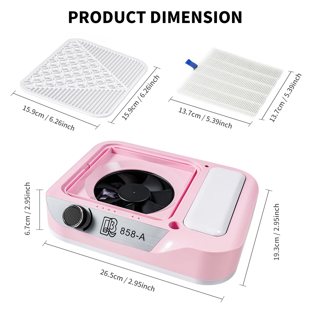 مكنسة تجميع غبار الأظافر القابلة للتعديل بقدرة 80 وات مع ماكينة تنظيف غبار الأظافر منخفضة الضوضاء لصالونات التجميل المنزلية #6