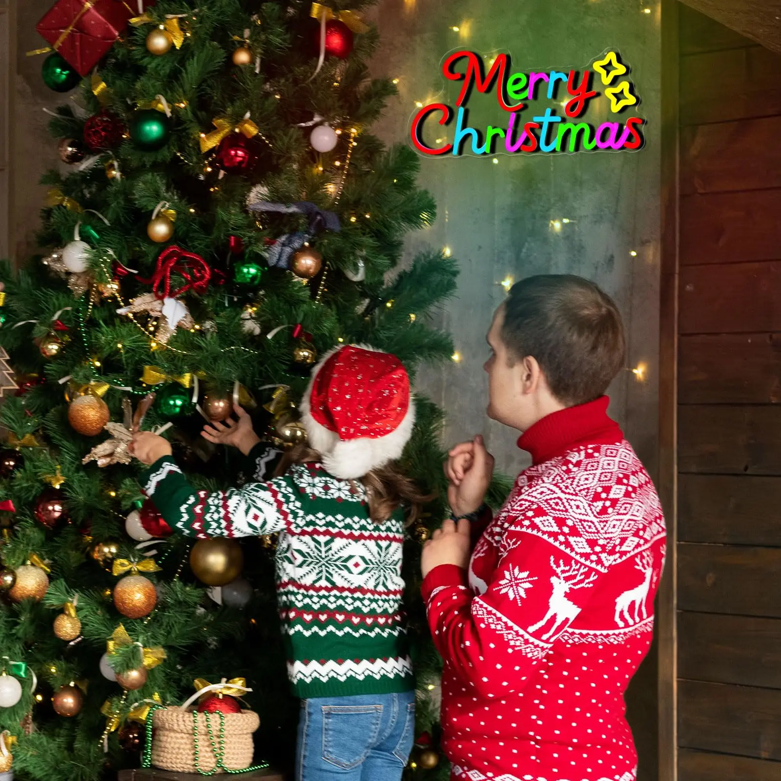 Lampu Neon LED Huruf Warna-warni Selamat Natal, Lampu USB Dapat Diredupkan, Dekorasi Dinding untuk Jendela, Pohon Natal, Pesta, Klub, Kamar Tidur Anak