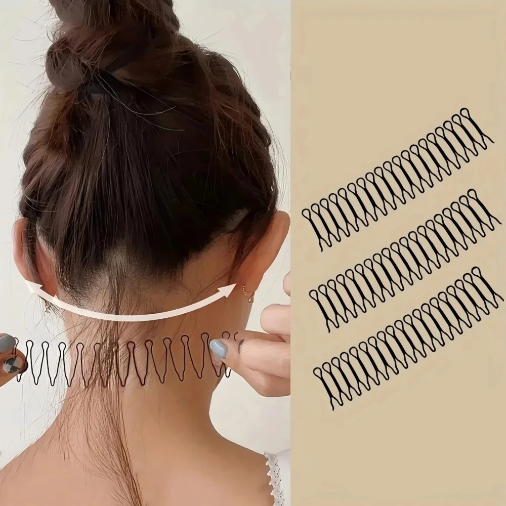 Acessórios de Estilo para Cabelo Feminino: Grampo Invisível para Cabelos Soltos, Ferramenta de Tiara para Adultos, Agulha Curva para Franja, Pente de Inserção Fixo