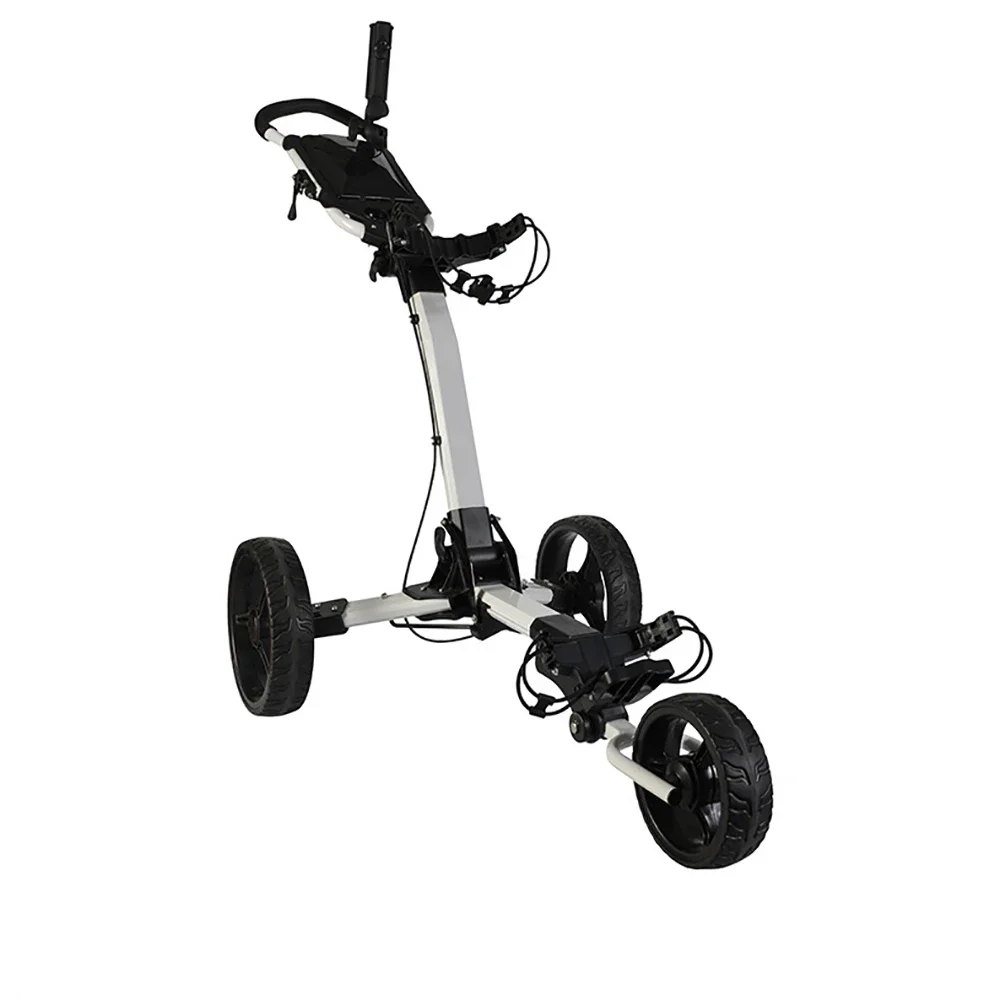 2024 Golf Push Pull Cart Foldable Collapsible Golf Trolley Easy Pull And Push Aluminum 3 Wheels Customized Logo Golf Trolley