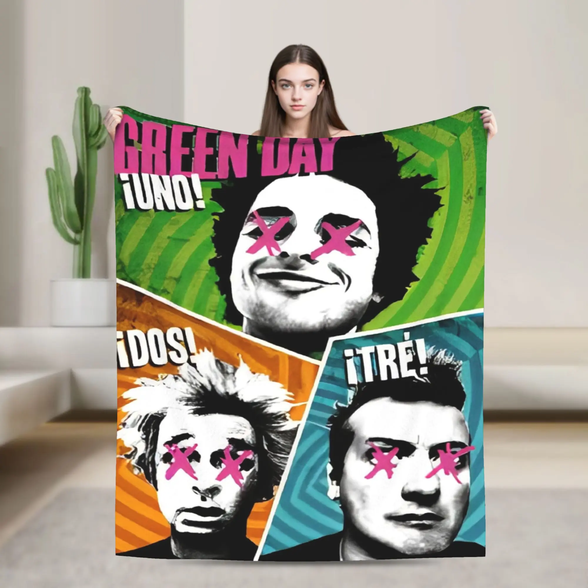 

Punk Greens Days Blanket Flannel Spring/Autumn Music Portable Lightweight Thin Throw Blanket for Bedding Office Bedspreads