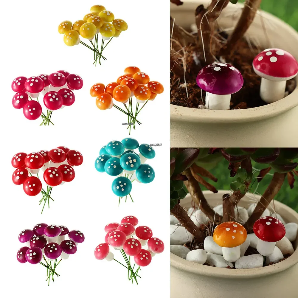 10/20PCS Mini Mushroom DIY Craft Garden Ornament Resin Artificial Foam Potted Plants Decor Moss Decoration Miniature Figurine