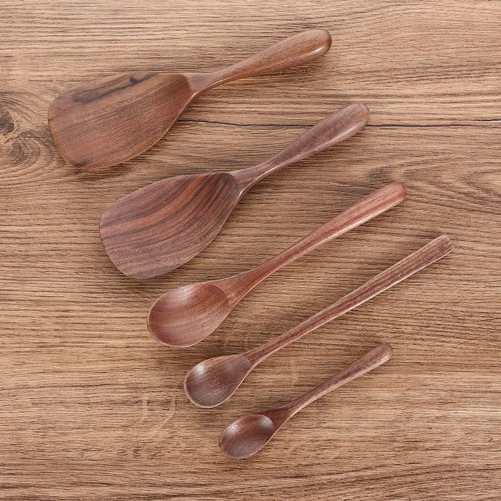 

Large Black Walnut Stir Long Scoop Gift Coffee Soup Spoons Rice Scoop Tableware Kitchen Supplies