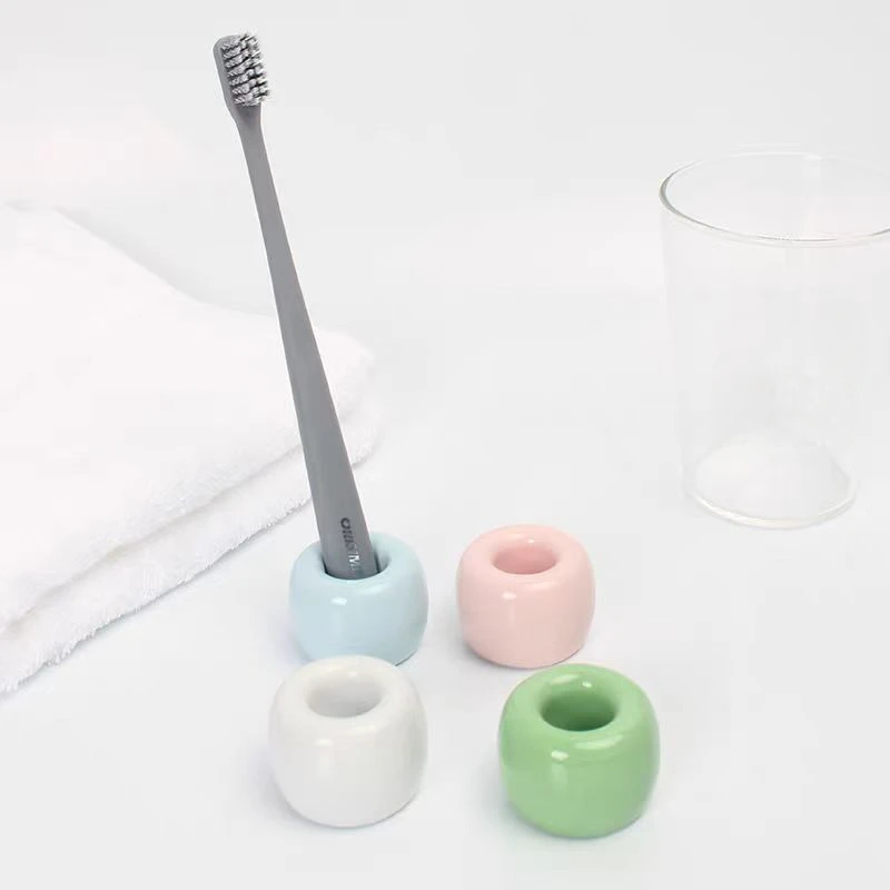 2PCS Mini Donut Ceramic Toothbrush Holder Ornaments Minimalist Furnishings Office Supplies Multifunction Brush Pen Holder