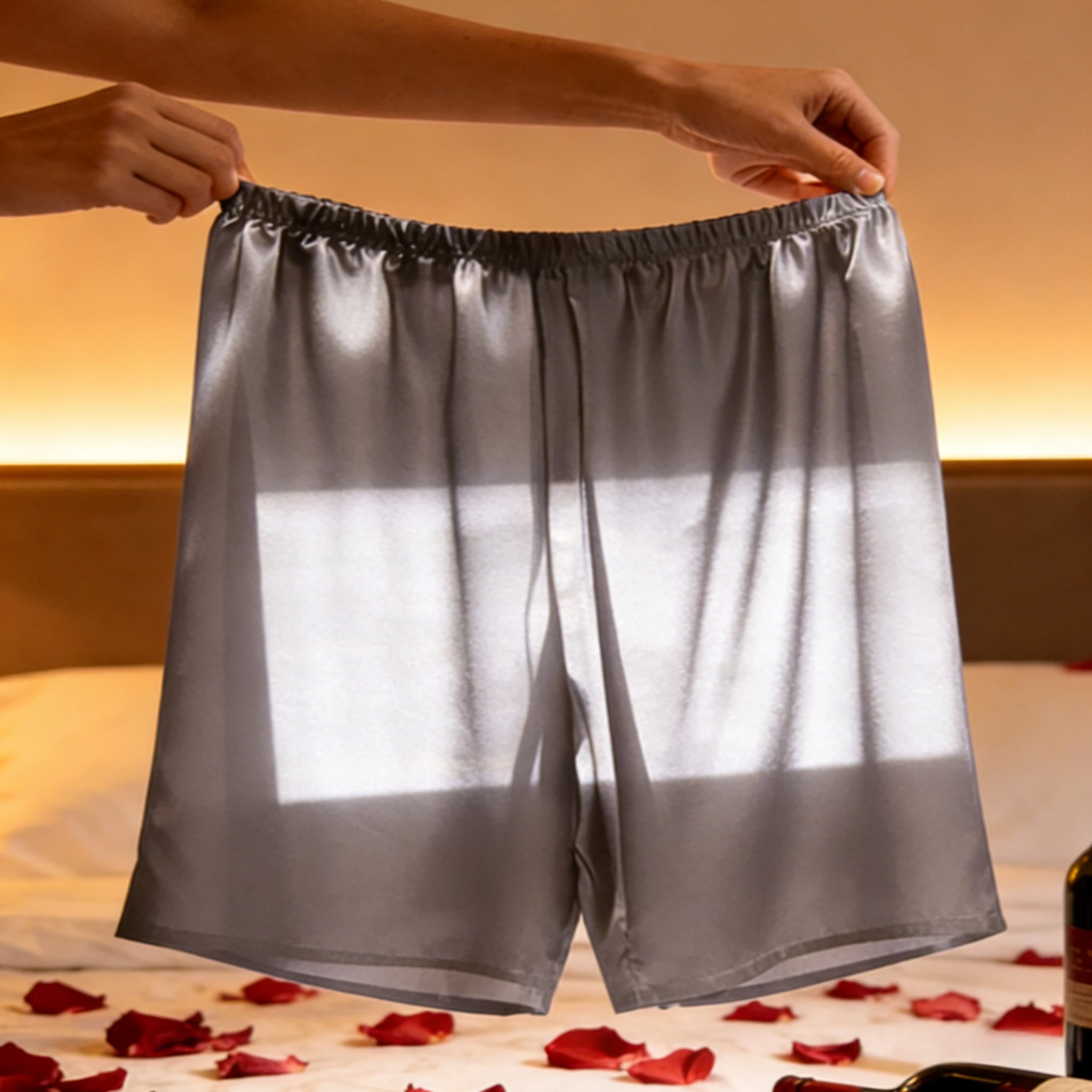 Sexy Sleepwear Men Semi Sheer Sleep Shorts Elastic Waist Silky Loungewear Comfort Casual Nightwear  Pajama Shorts Lounge Pants