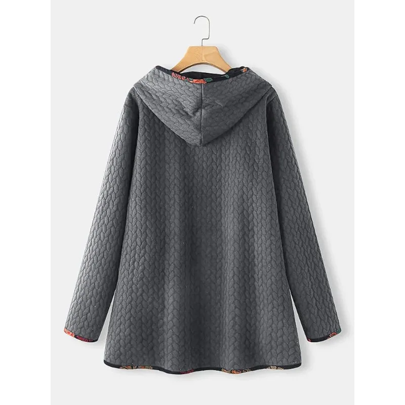 Autumn Winter Women Hooded Padded Jacket Plus Size Parka Keep Warm Women\'s Winter Coat Loose Printing Retro Casual Jacket New