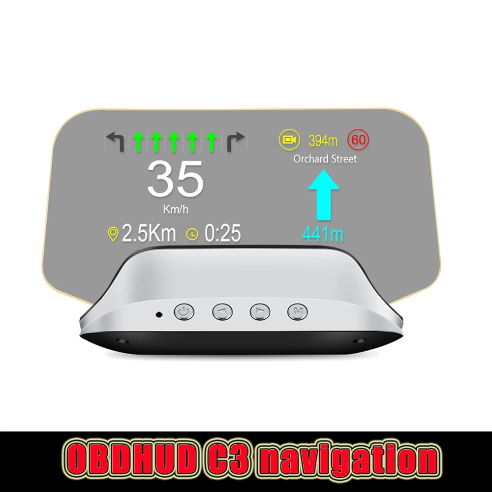 

Электронный спидометр C3 OBD2 с проекцией на лобовое стекло, бортовой компьютер, цифровой спидометр HUD OBD2 C3 Plus с GPS-навигацией