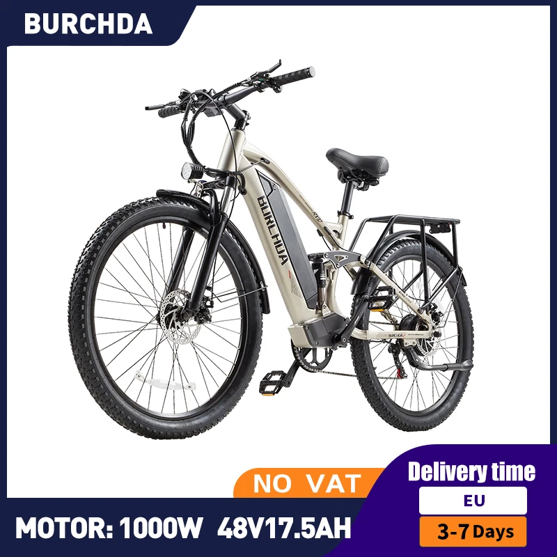 BURCHDA 27.5Inch Electric Bike 48V17.5AH Large Battery 1500W50KM/H City Mountain Electric Bicycle Double shock Suspension RX10