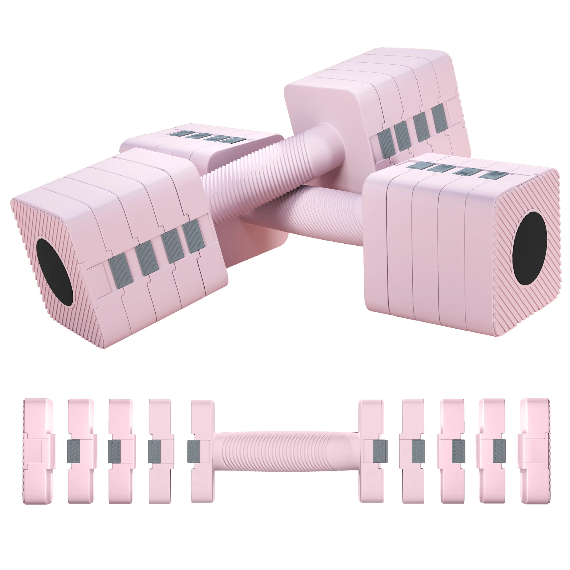 SPORTNOW pink square design anti-slip handle adjustable dumbbell