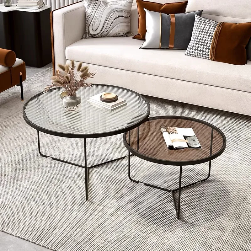 

Changhong tempered glass small apartment light luxury simple modern living room household round size coffee table table combinat