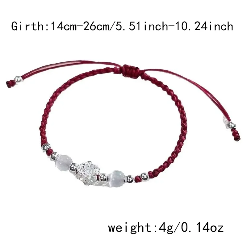 خمر اليدوية النمط الصيني جديلة سوار للنساء الفتيات موضة زهرة اللوتس مطرز سوار مجوهرات هدايا قابل للتعديل #6