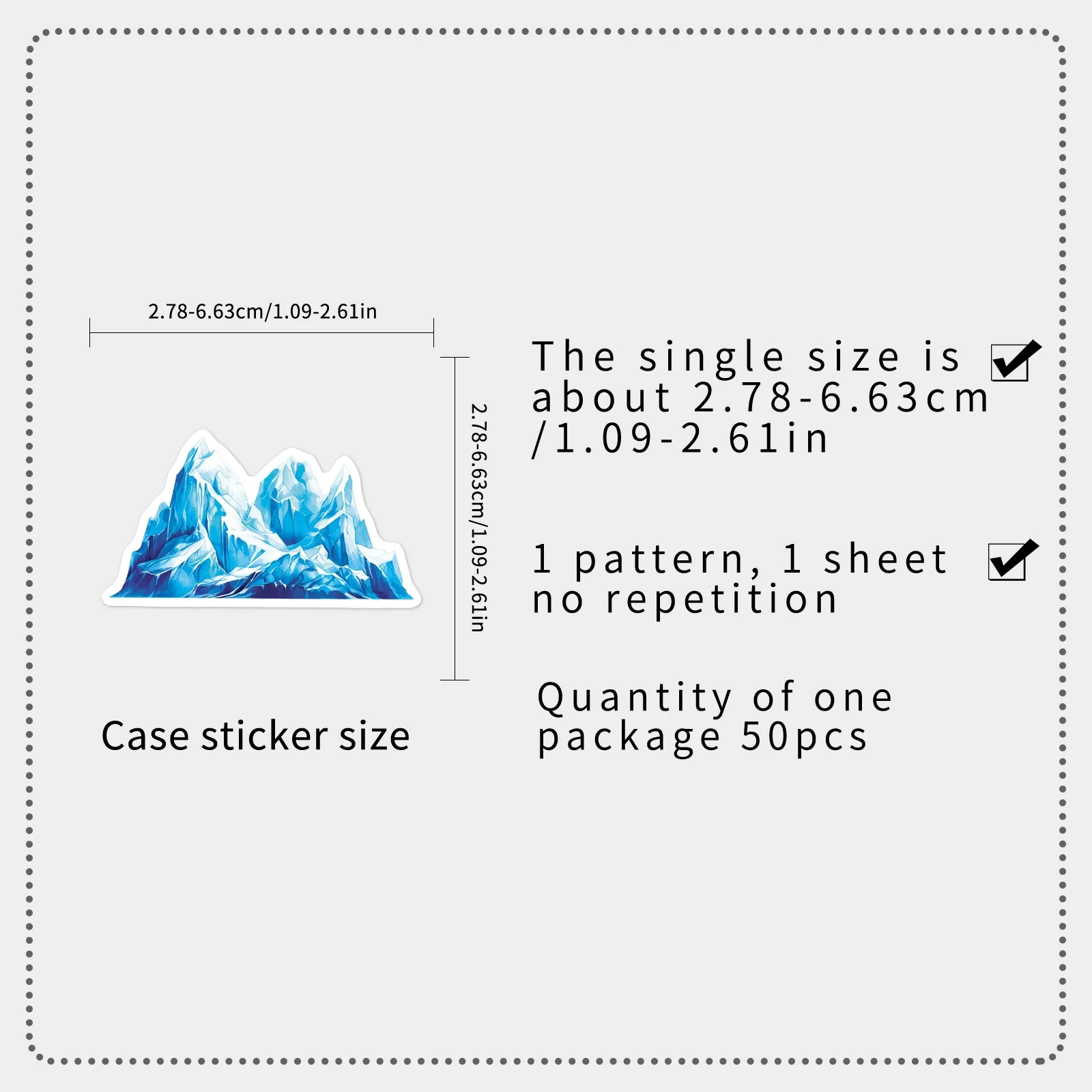 50pcs Cartoon Mountain Stickers, Snow Mountain Range Nature Aesthetic Waterproof Vinyl Decals for Laptop Phone Notebook Journal