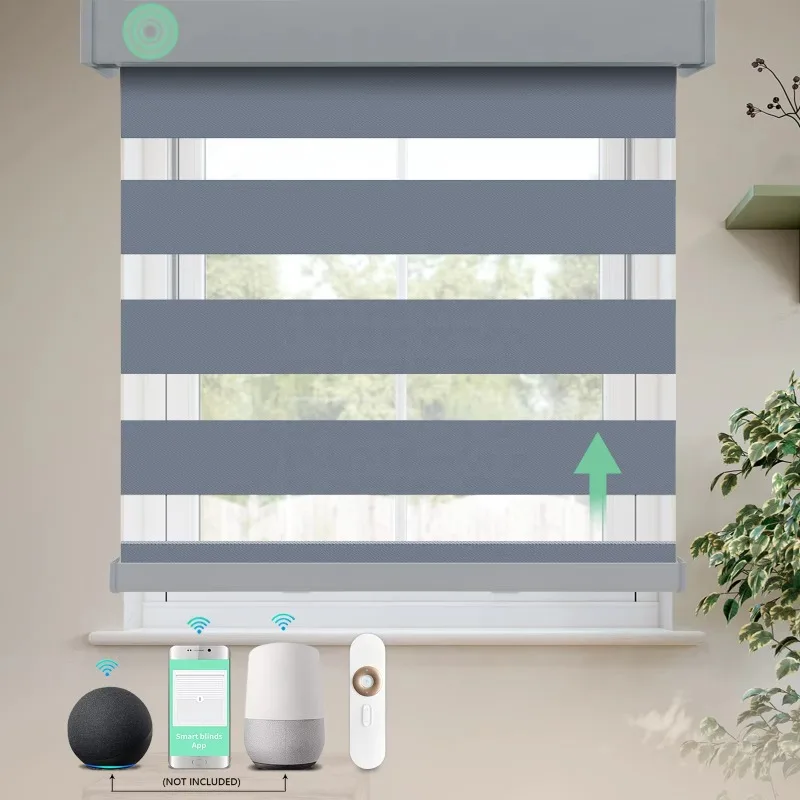 

remote control day and night polyester intelligent electric curtains