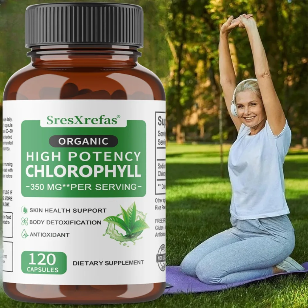 High Potency Chlorophyll Capsules - Healthy Detox, Supports Skin Health, Antioxidant Supplement, Non-GMO, Gluten Free