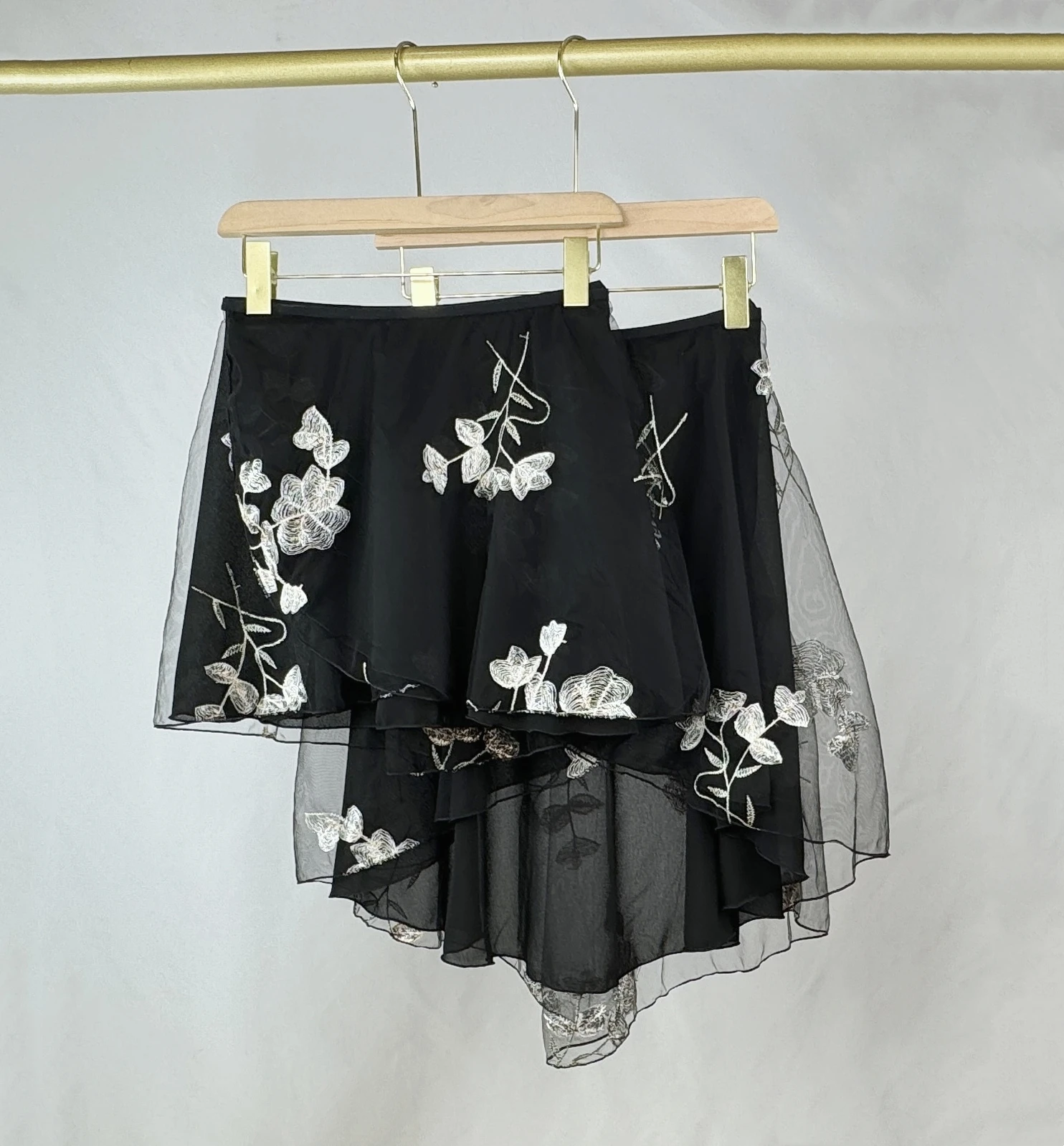 

customized women's adult ballet dance costume one-piece lace up flower embroidery dance performance skirt daily training skirt