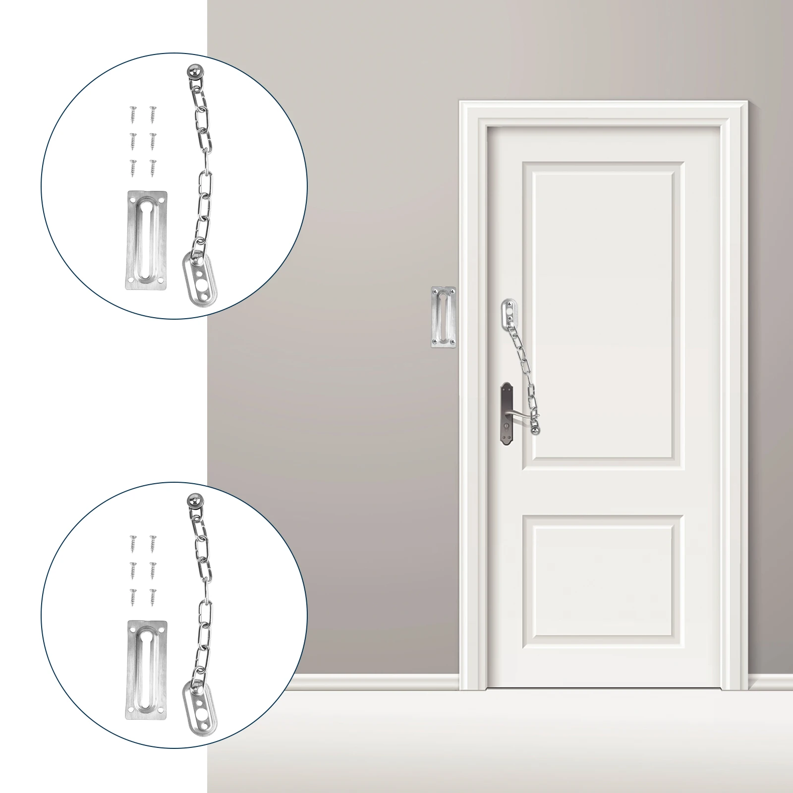 

2 Pcs Security Door Chain Home Lock Chains Heavy Duty Additional for Front Stainless Steel Internal Designer