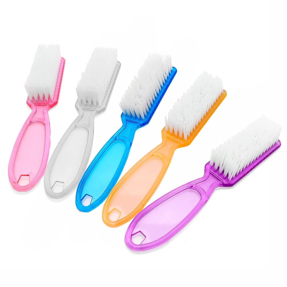 Escova profissional de acrílico transparente, 2 peças, cabo reto, salão de beleza, qualidade, cerdas macias, manicure, fácil aderência, ferramenta de cuidados com as unhas