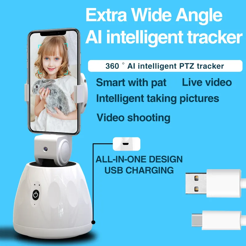 360 °   Estabilizador de cardán para teléfono con seguimiento facial automático, soporte de disparo inteligente, palo de Selfie, trípode para teléfono móvil con vídeo Vlog en vivo