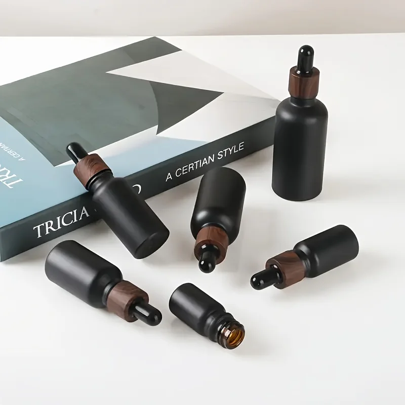 20 Stück 5/10/15/20/30ml Mattschwarze Glas-Tropfflaschen Leere Pipettenflaschen mit Plastikdeckel für Ätherische Öle und Seren – Detail 3