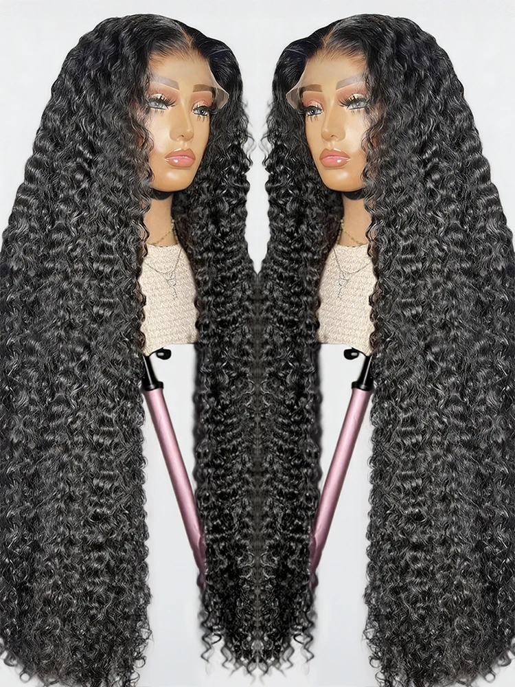 

Парик из натуральных волос 13x6 Deep Curly Wave с прозрачной HD-основой, бразильский, 40 дюймов, глубокая волна, для женщин