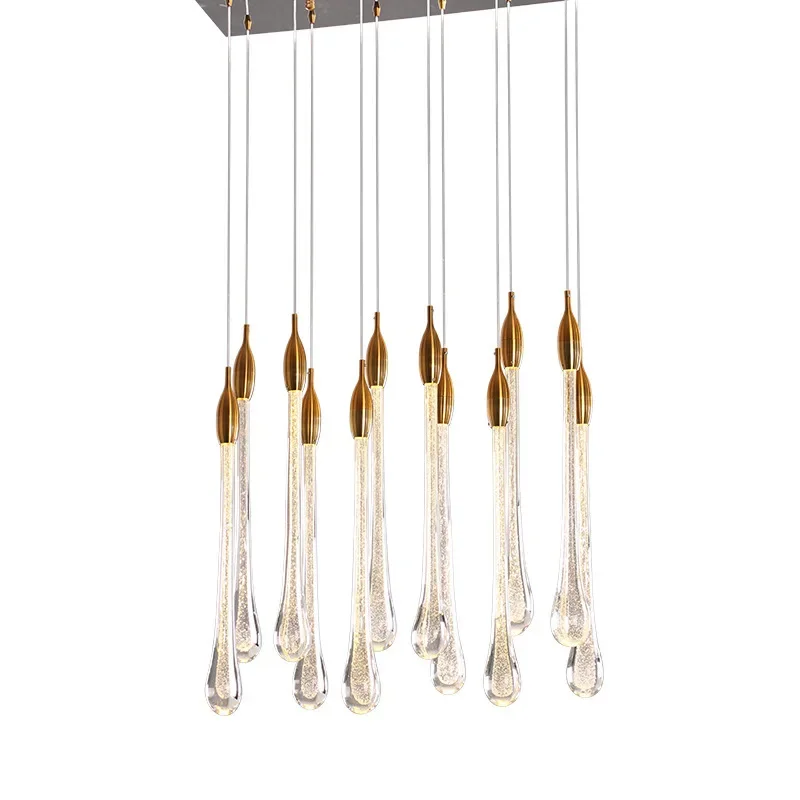 

European Stairs Crystal Chandelier Living Room Dining Room Light Stairs LED Chandelier Villa Duplex