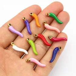 10pcs Enamel Chili Pepper Charms Pendant Multi Colors For DIY Jewelry Making Earrings Necklace Pendants Accessories Findings