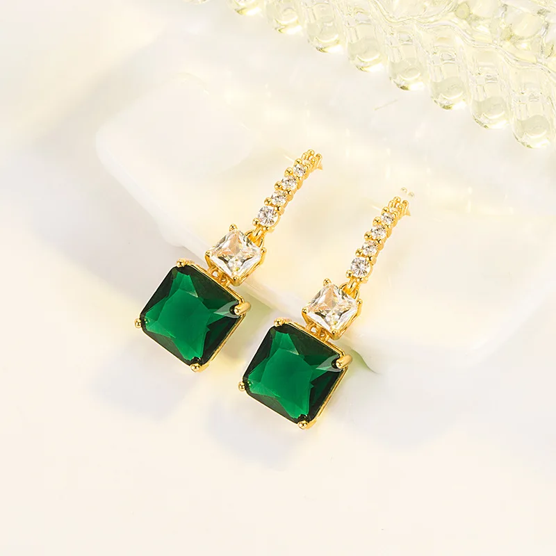 DIWENFU 14K Gold Emerald Earring Females Aros Mujer Oreja 14K Yellow Gold Origin Emerald Gemstone Jewelry Orecchini for girls