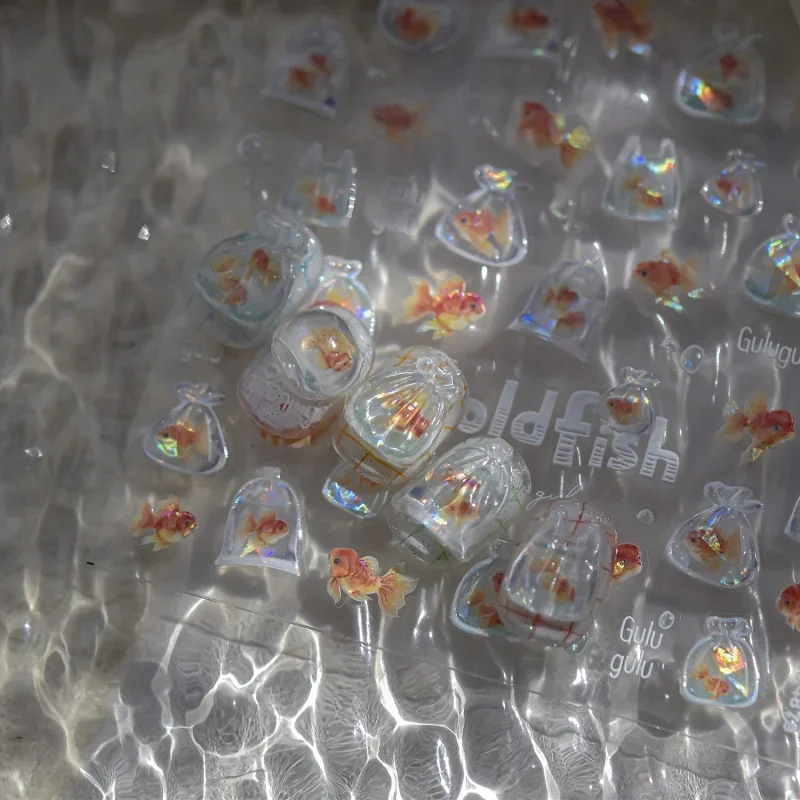 1 قطعة لطيف حقيبة من نجم البحر مسمار ملصقات سحرية ثلاثية الأبعاد هلام المحيط الأسماك فقاعة لاصق مسمار ملصق DIY بها بنفسك الصيف مسمار الفن زينة