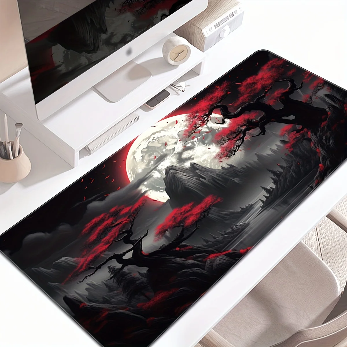 Computer Accessories Darkness Red Moon Table Cushion Gaming Pad Office Mouse Pad Keyboard and Mouse Sets Desk Mat Xxl Pc Gamer