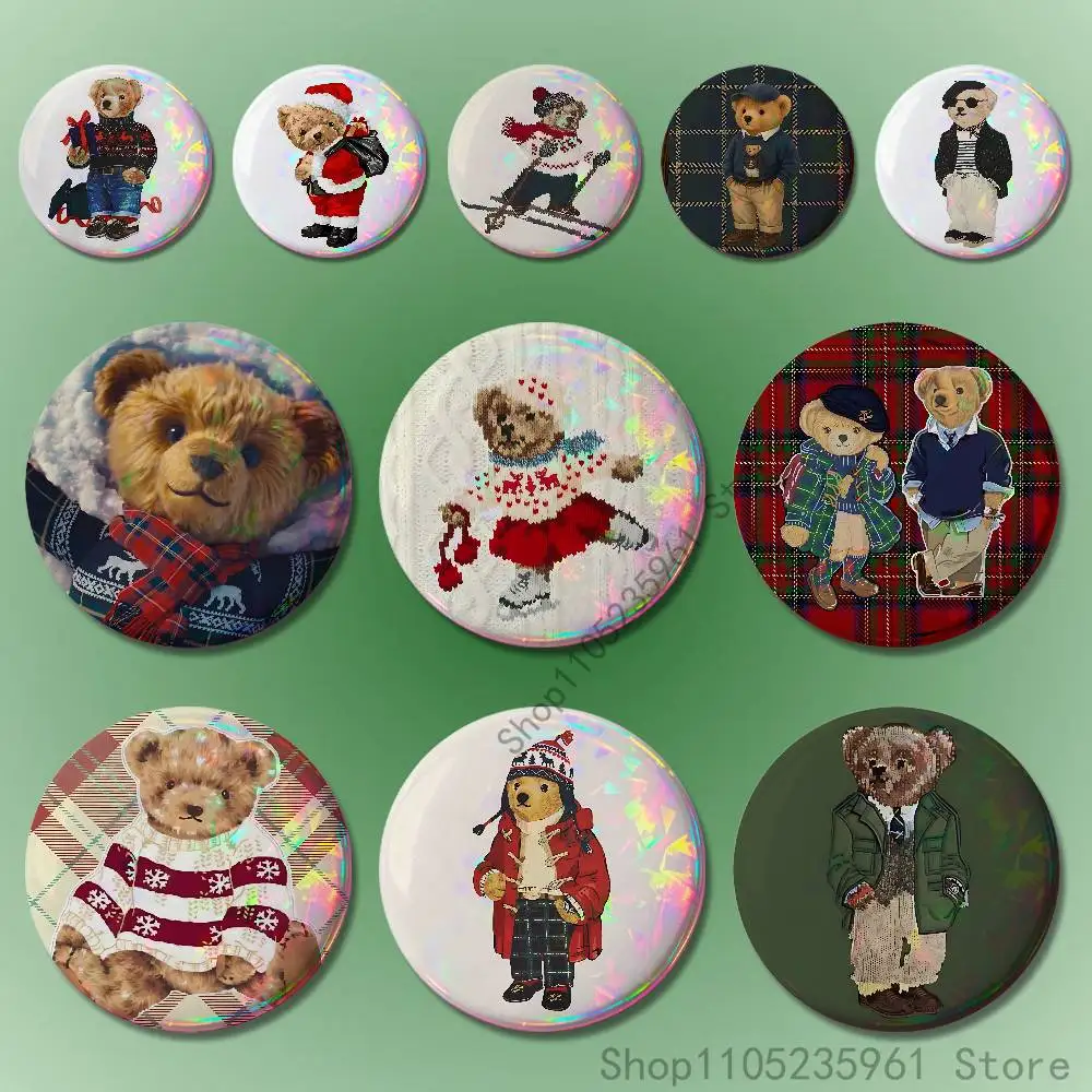 

Fashion Bear Cool Badges 25 32 44 58 75 mm Round Cosplay Pin Fans Collect Friends Gifts Brooch Souvenir Custom