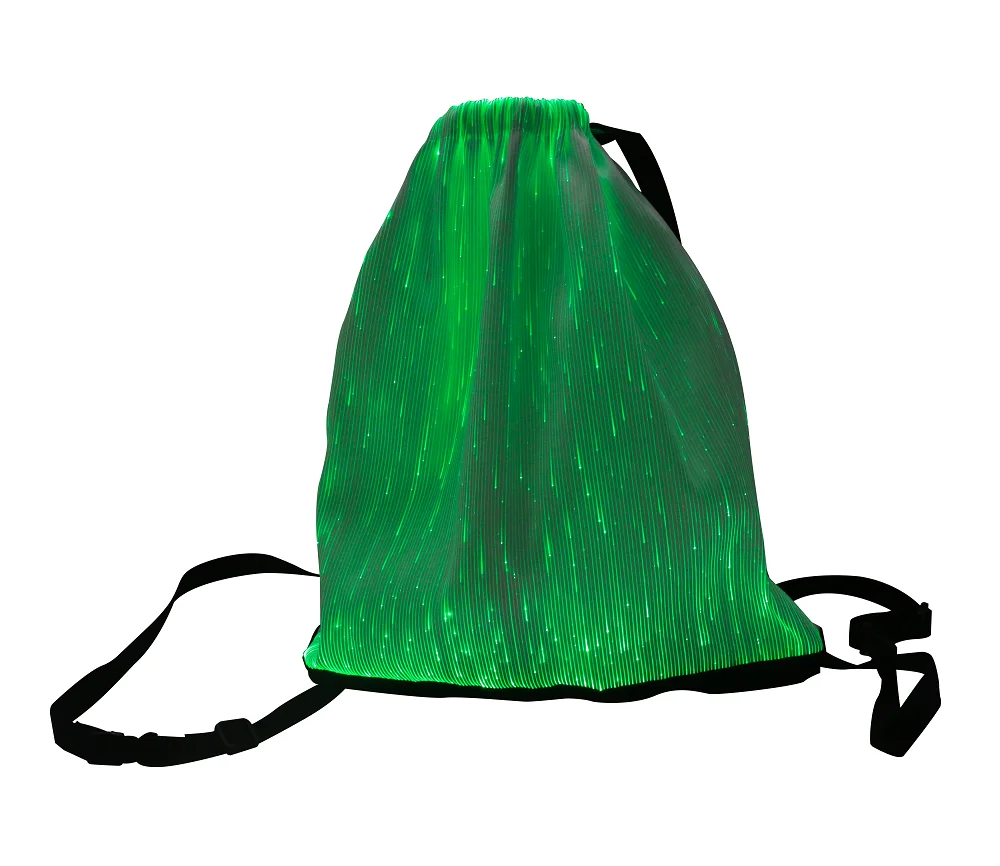 Lumisonata Fiber Optic fabric Led light up Drawstring Backpack Unisex Flashing For Rave Music Festival Party Christmas Halloween