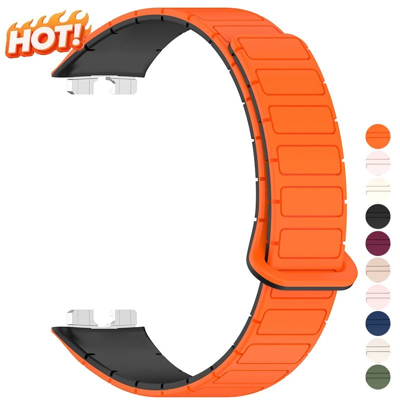 Magnetisches Silikon-Armband für Huawei Band 10/9/8 Uhrenarmband für Damen und Herren Sport-Armband für Huawei Band 9/ Band 8 Kompatibel