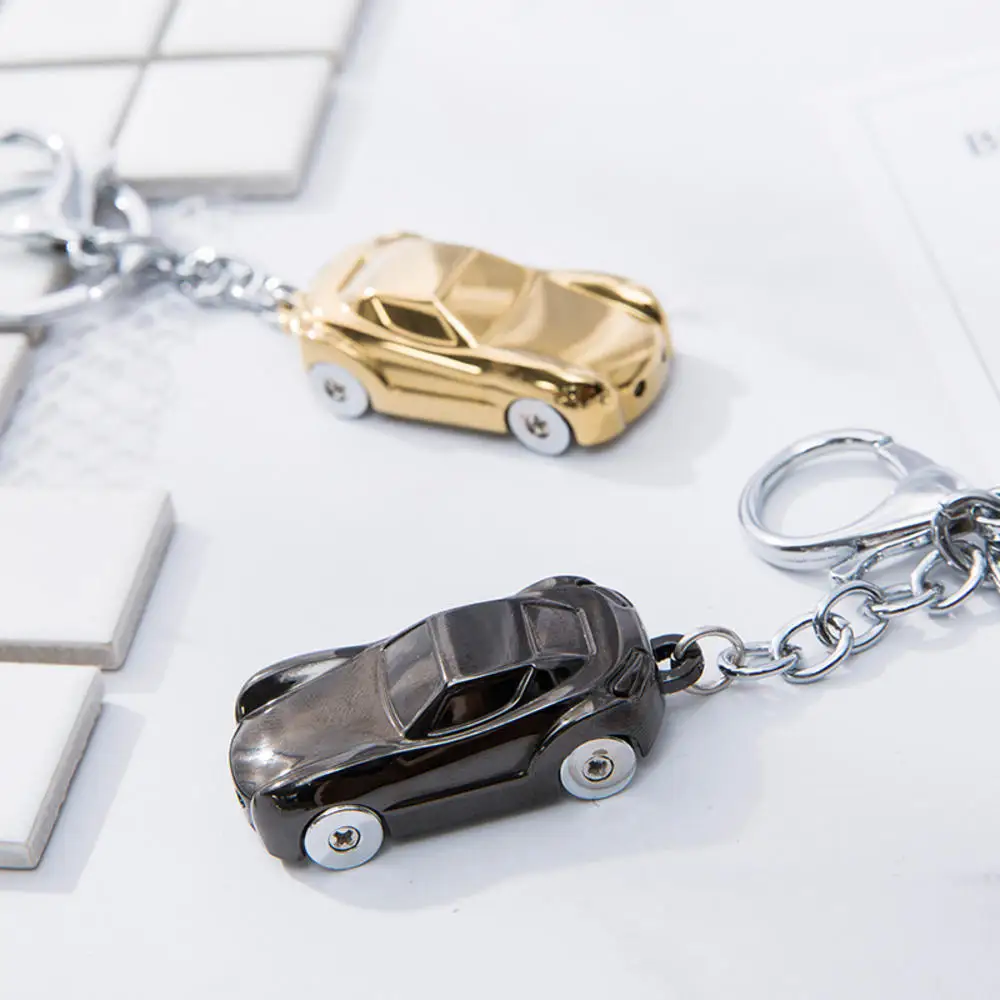 Simulation car metal key ring chain jing small gift car light electronic Car Keychain Keychain Jewelry gift