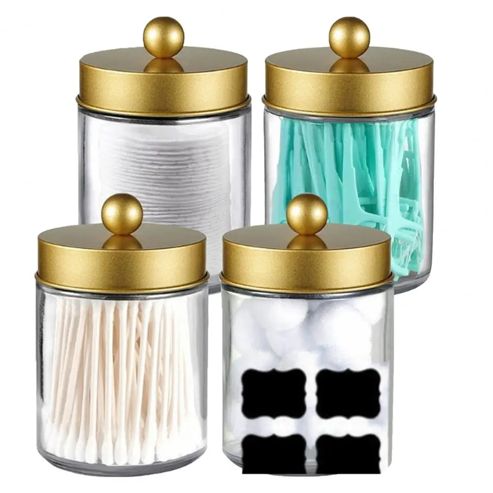 Clear Glass Dental Floss Storage Jar, Recipiente do armário do banheiro, Organizador de bancada da maquiagem, 4pcs por conjunto